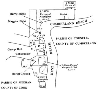 Aboriginal Reserves, Burial Ground and Lilburndale, Sackville Reach 1889 (Brook)